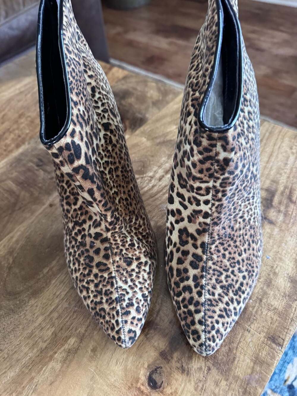 Carlos by Carlos Santana Leopard Print Pointed Toe Stiletto Ankle Booties